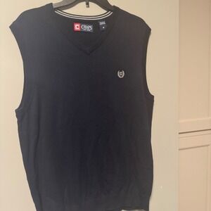 Chaps EST 1978 Men's V-Neck Sweater Vest -‎ Medium - Navy Blue Cotton